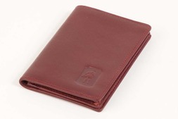 Gusseted leather card case in Oxford