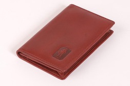 Gusseted card case in Cambridge hide